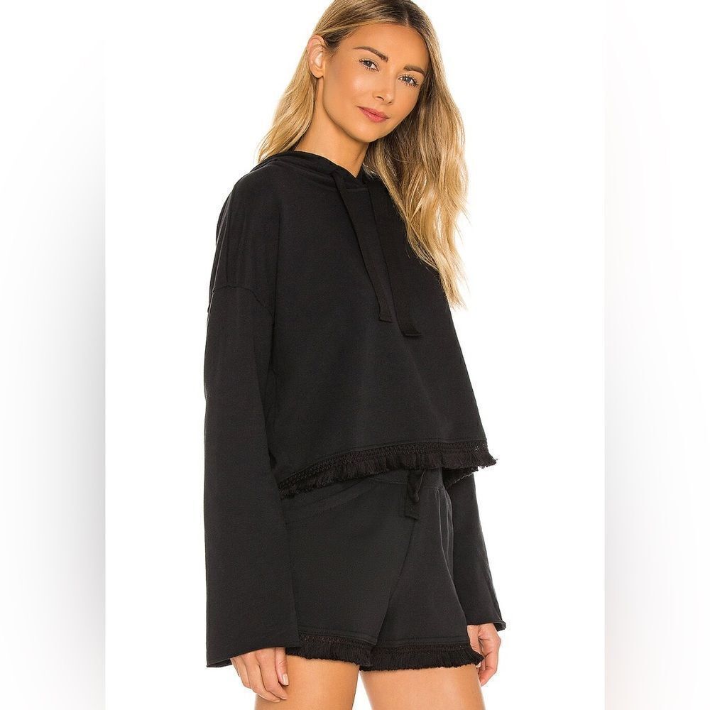 NWT Alala Tropez Black Cropped Hoodie Sweatshirt